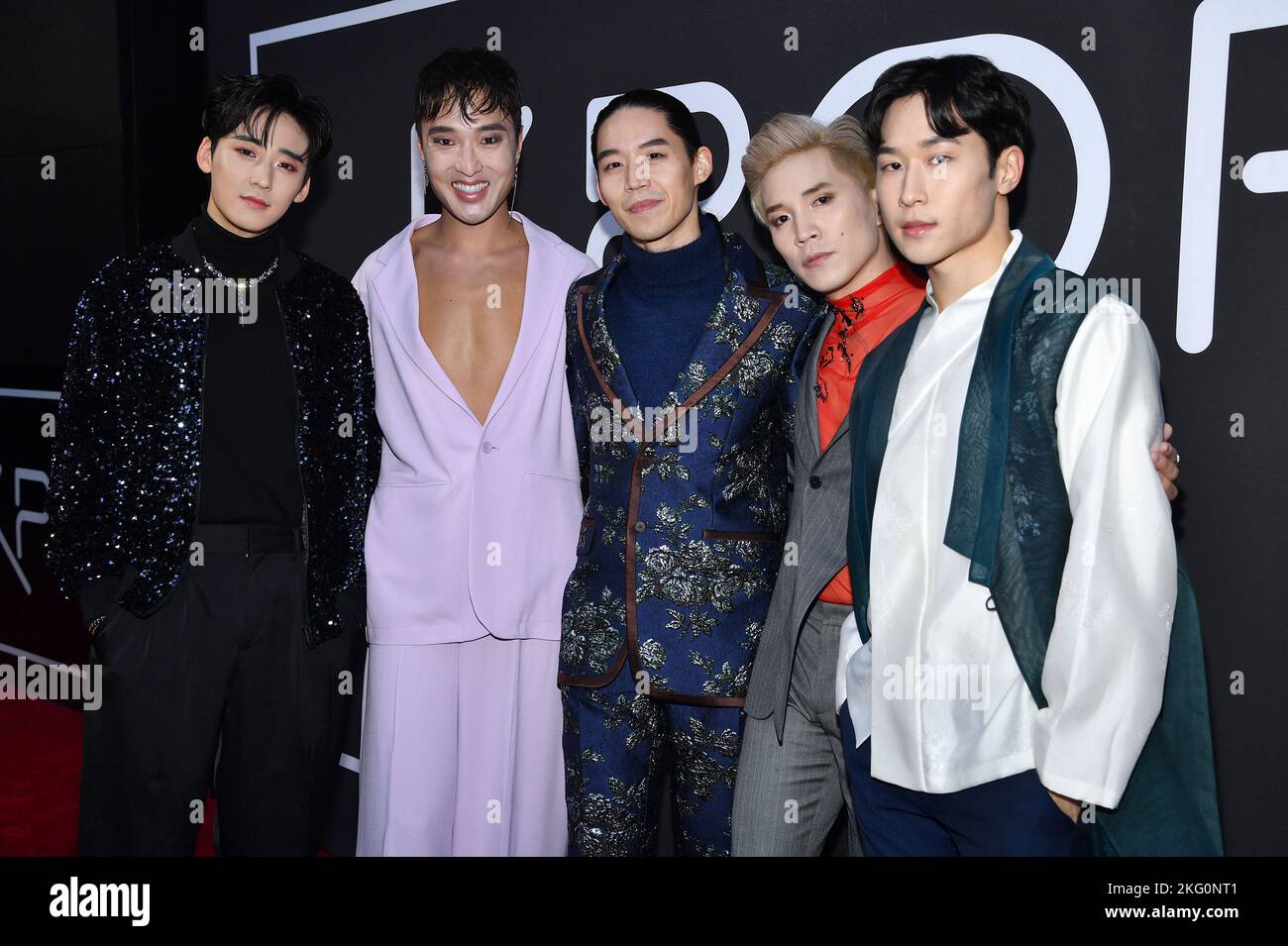 (L-R) Kevin Woo, John Yi, Eddy Lee, Abraham Lim and Joshua Lee attend  'KPOP' Opening night at Circle in the Square Theatre in New York, NY,  November 20, 2022. (Photo by Anthony Behar/Sipa USA Stock Photo - Alamy