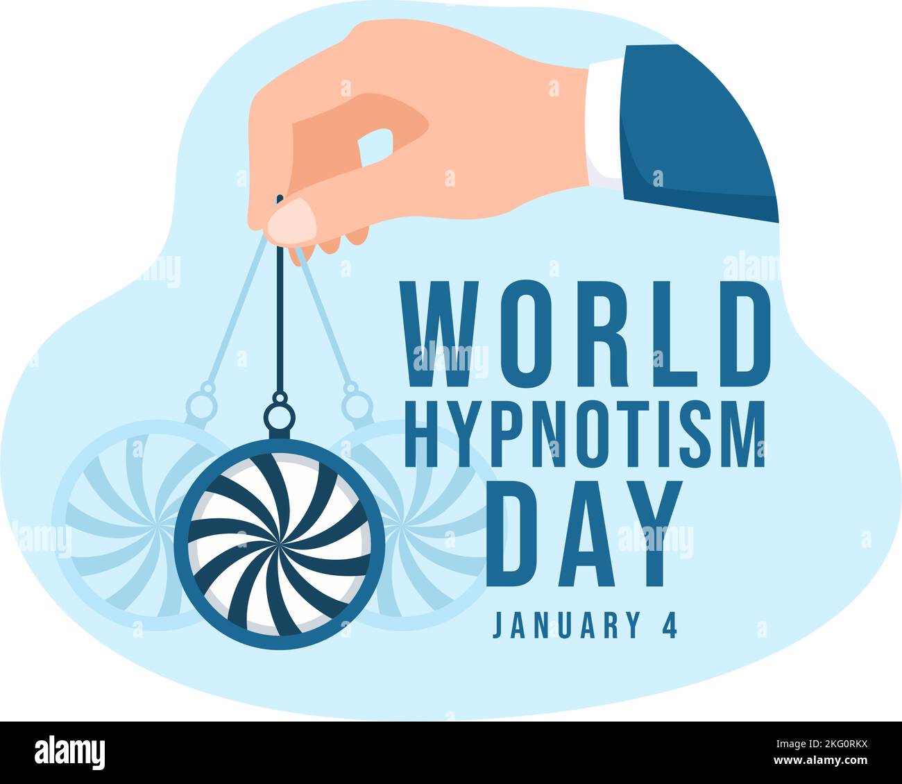 World Hypnotism Day with Black and White Spiral, Altered State of Mind, Hypnosis Treatment Service in Flat Cartoon Hand Drawn Templates Illustration Stock Vector