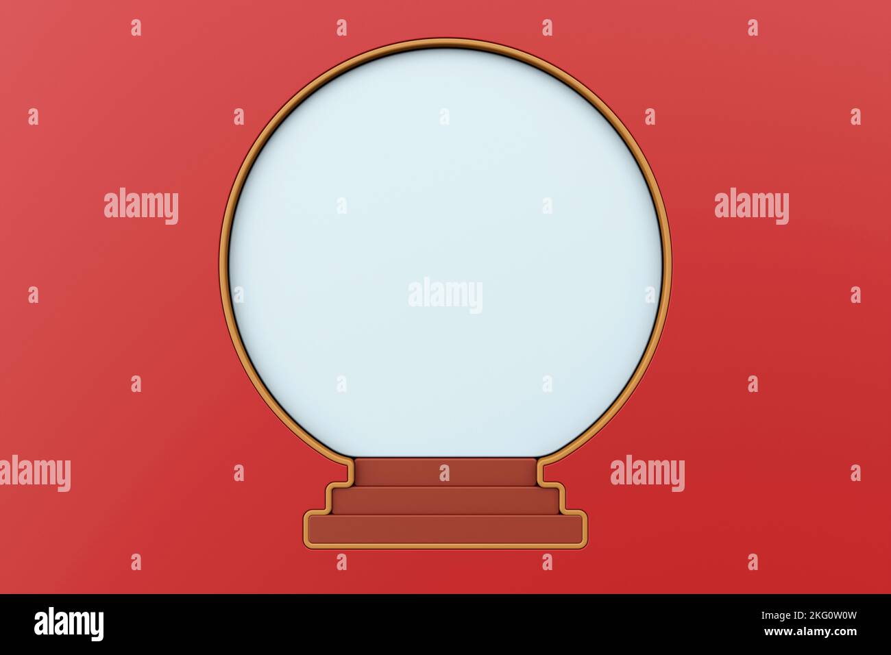 Front of abstract snowball with red background. Red white plastic wall ...