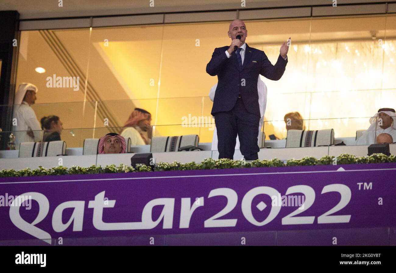 Doha, Qatar. 20th Nov, 2022. or 20.11.2022 Fifa President Gianni Infantino  Qatar - Ecuador World Cup 2022 in Qatar Credit: Moritz Müller  Copyright ( Stock Photo