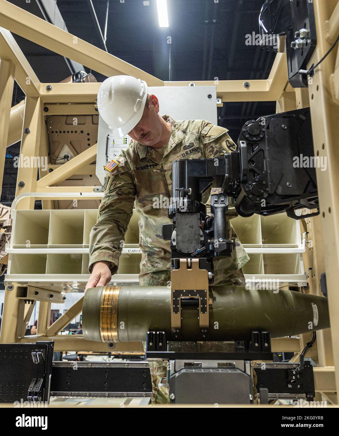 U.S. Army soldier tests and operates the Robotic Arm Ammunition