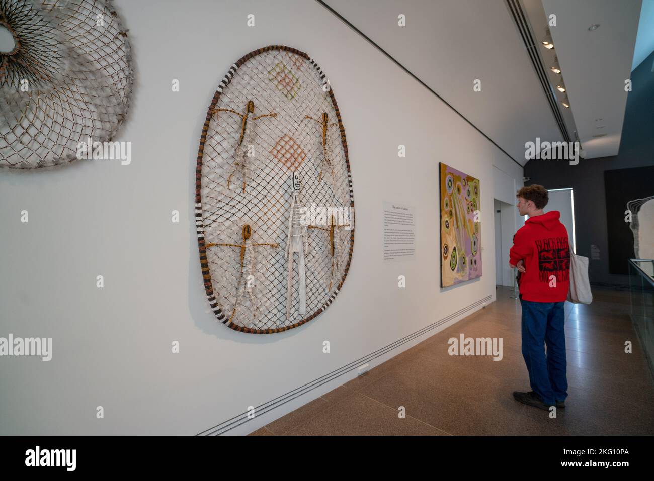 Adelaide, Australia. 21 November 2022.  The nature of culture repesents recent acquisitions  and selection of paintings, sculpture and woven works by Aboriginal and Torres Strait Islander art at the Art gallery of South Australia. Credit: amer ghazzal/Alamy Live News Stock Photo