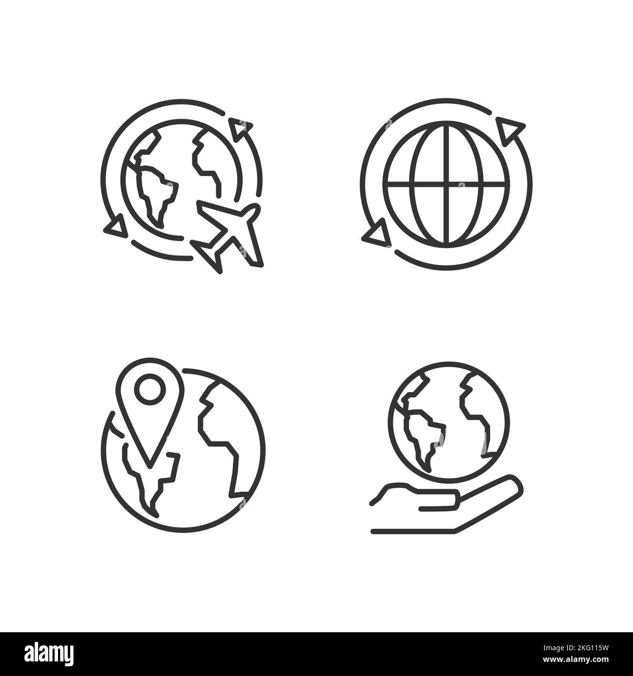 Travel around world pixel perfect linear icons set Stock Vector Image