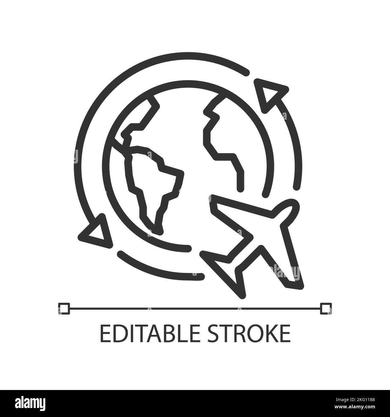 Travel around world pixel perfect linear icon Stock Vector Image & Art ...