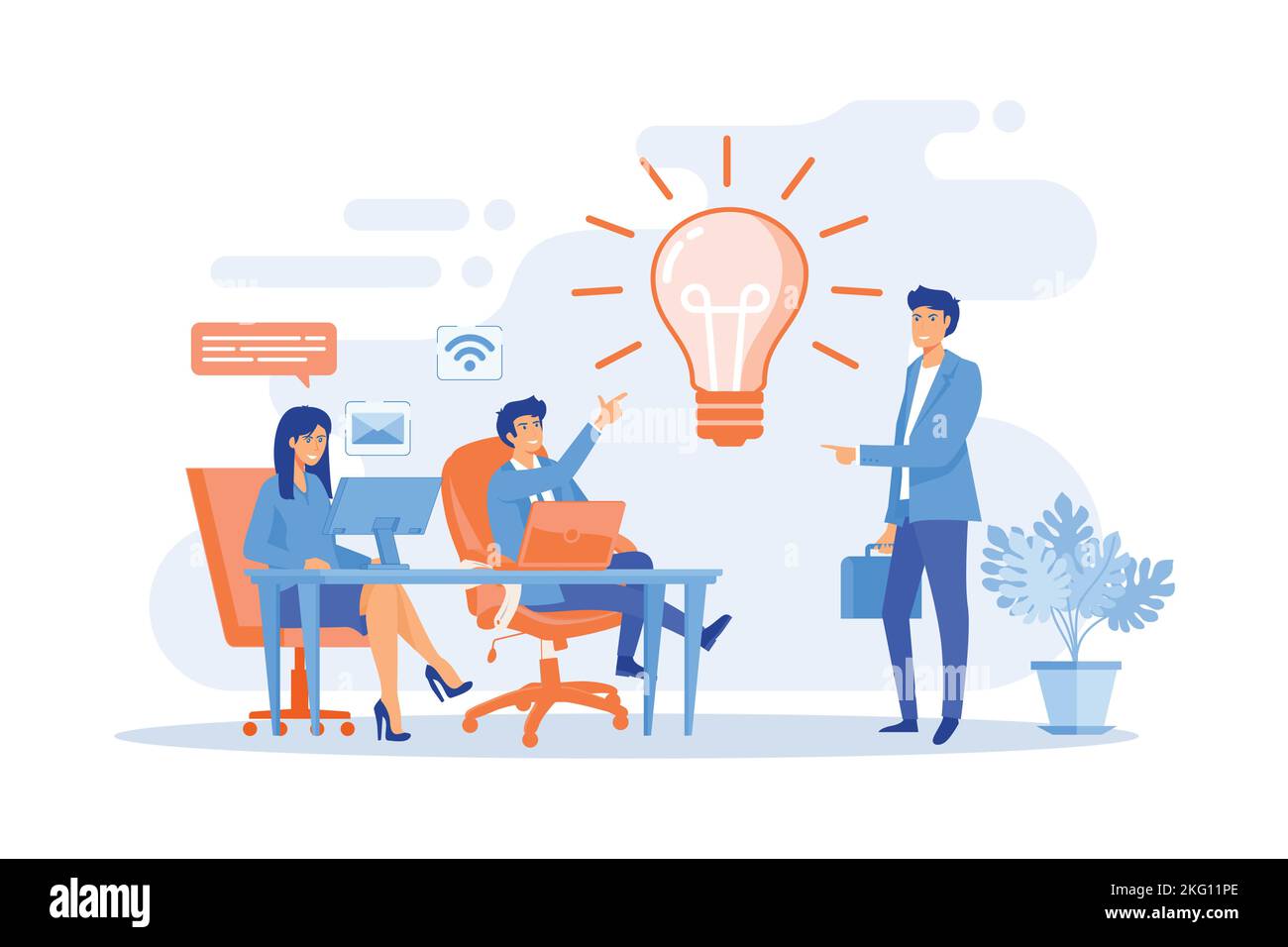Office meeting, brainstorm vector illustration. Creative idea