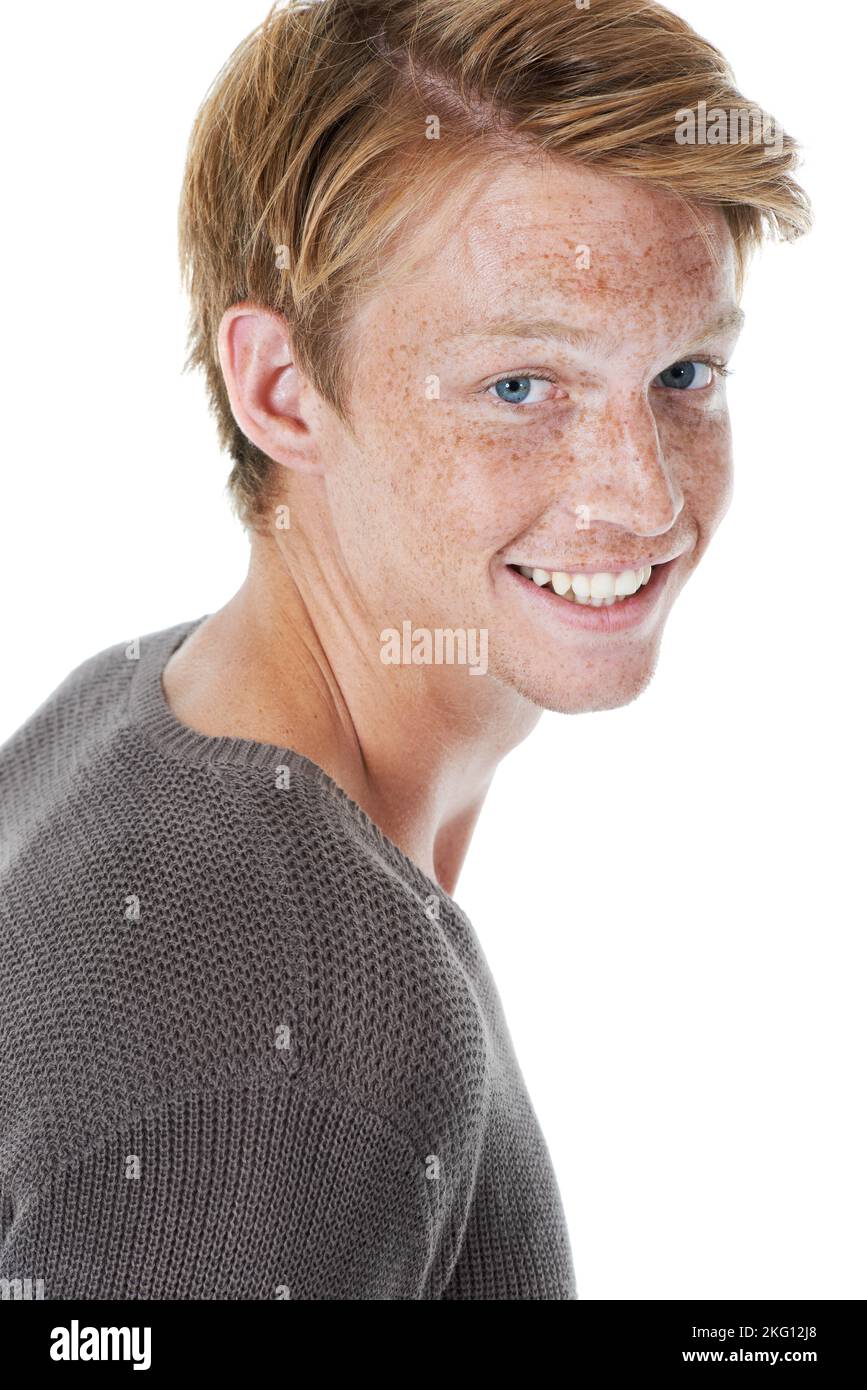 Feeling confident and looking casual. Studio portrait of a handsome young man with ginger hair. Stock Photo
