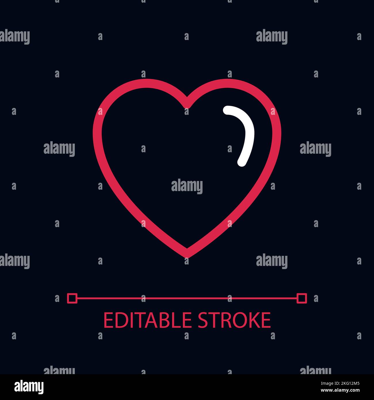 Heart pixel perfect color linear ui icon for dark theme Stock Vector