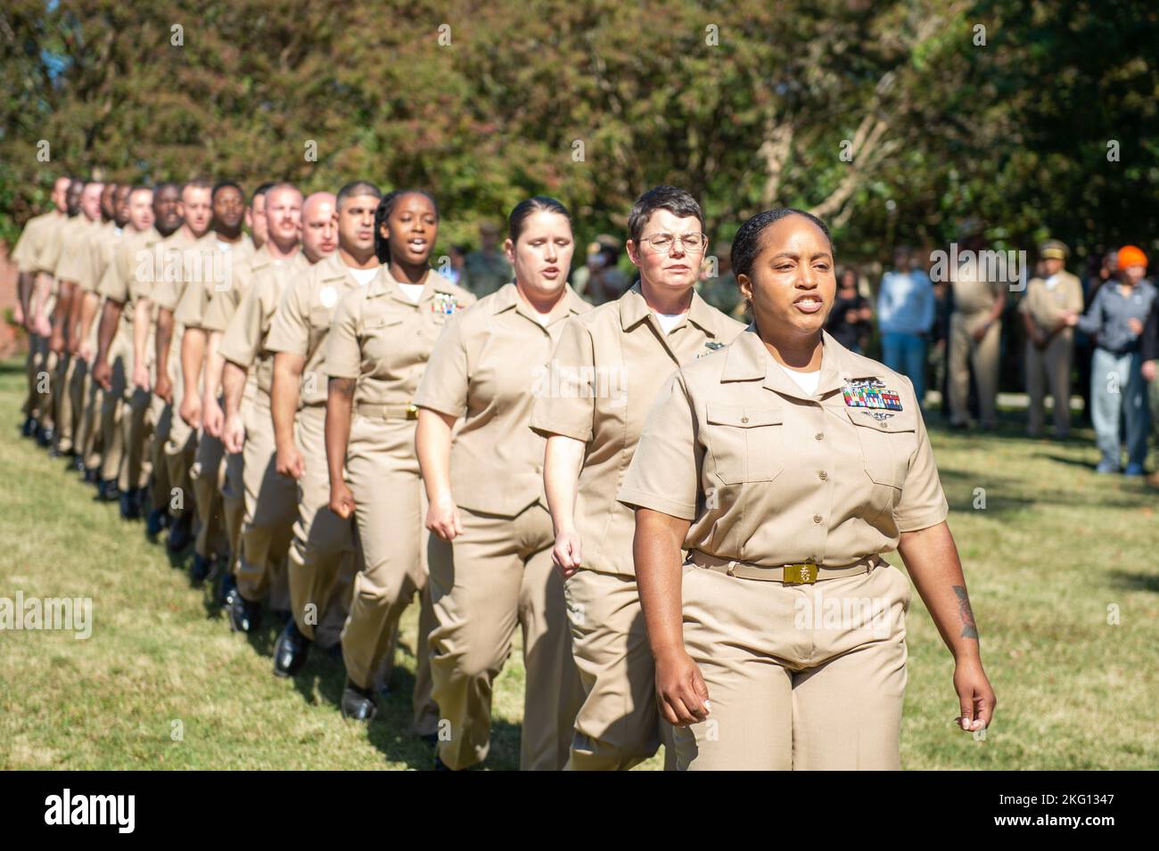 NORFOLK (Oct. 21, 2022) U.S. Navy Sailors sing "Anchors Aweigh" during
