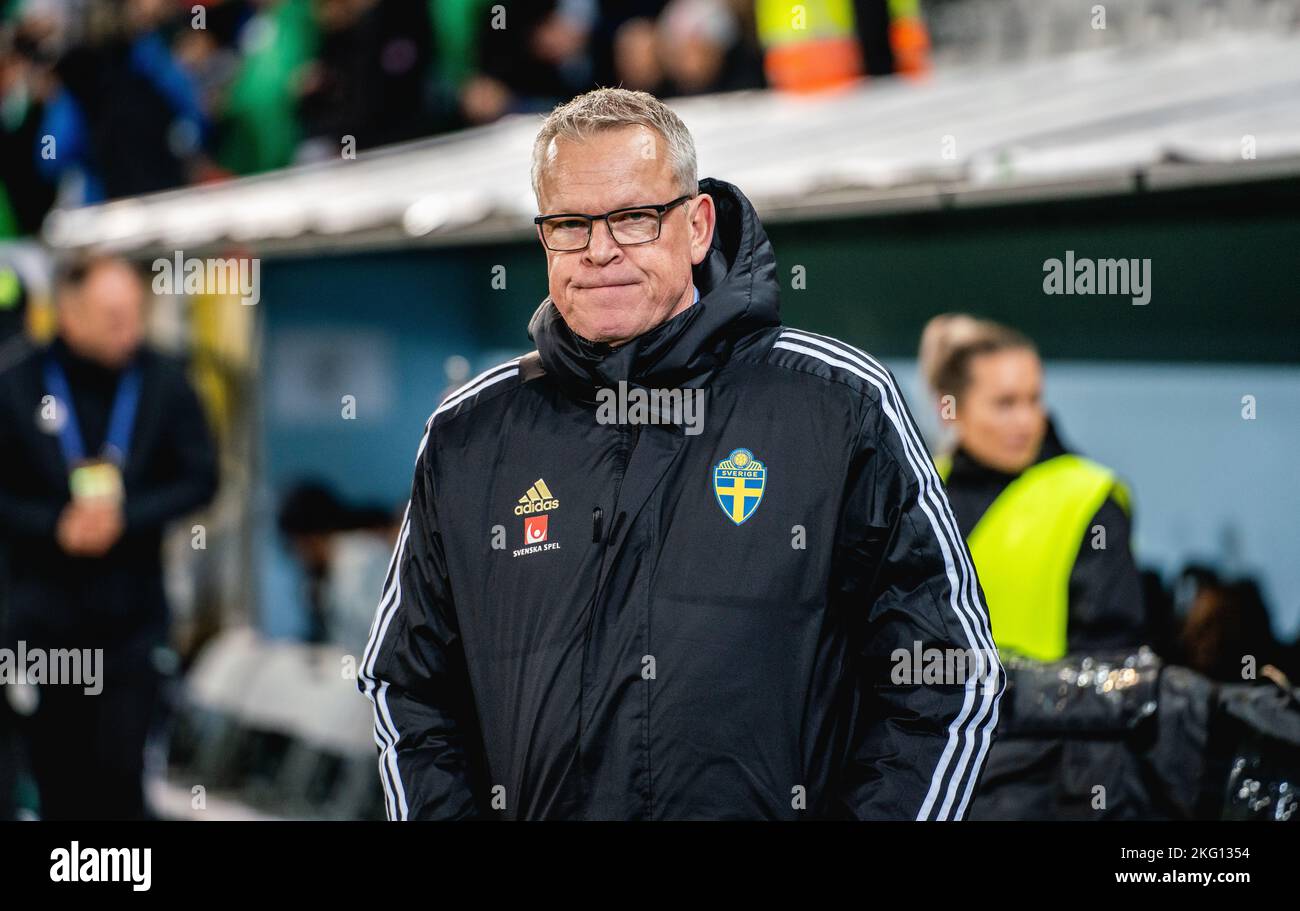 Malmoe, Sweden. 19th, November 2022. Head coach Janne Andersson of Sweden seen during the football friendly between Sweden and Algeria at Eleda Stadion in Malmoe. (Photo credit: Gonzales Photo - Joe Miller). Stock Photo