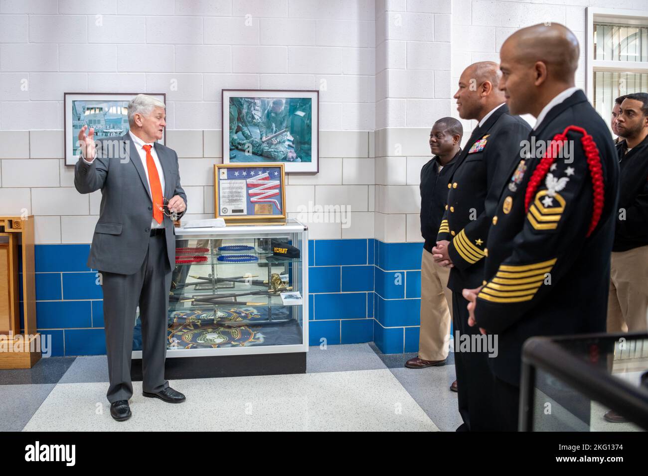 The 8th Master Chief Petty Officer of the Navy, John Hagan, donates