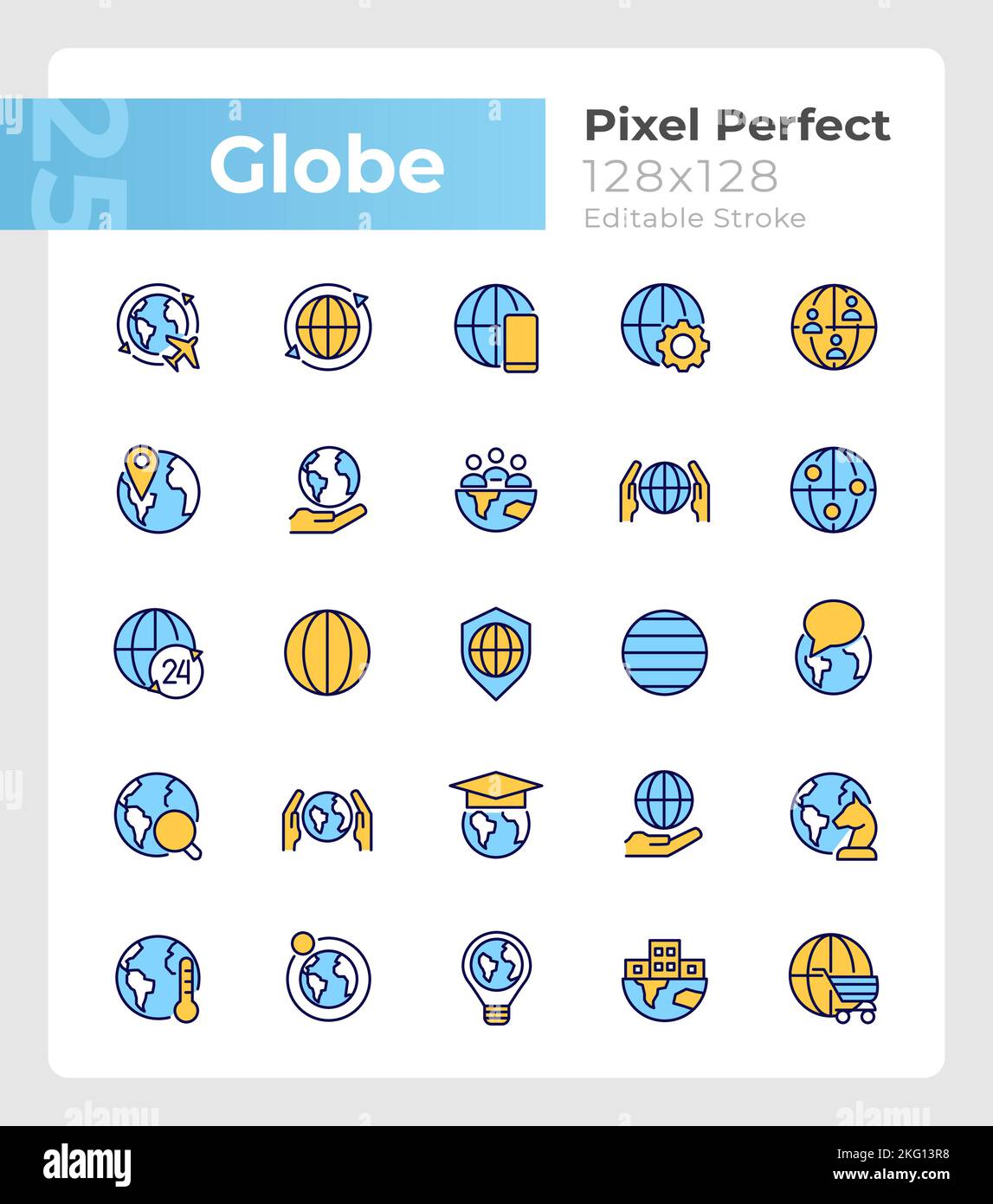 Globe pixel perfect RGB color icons set Stock Vector Image & Art - Alamy