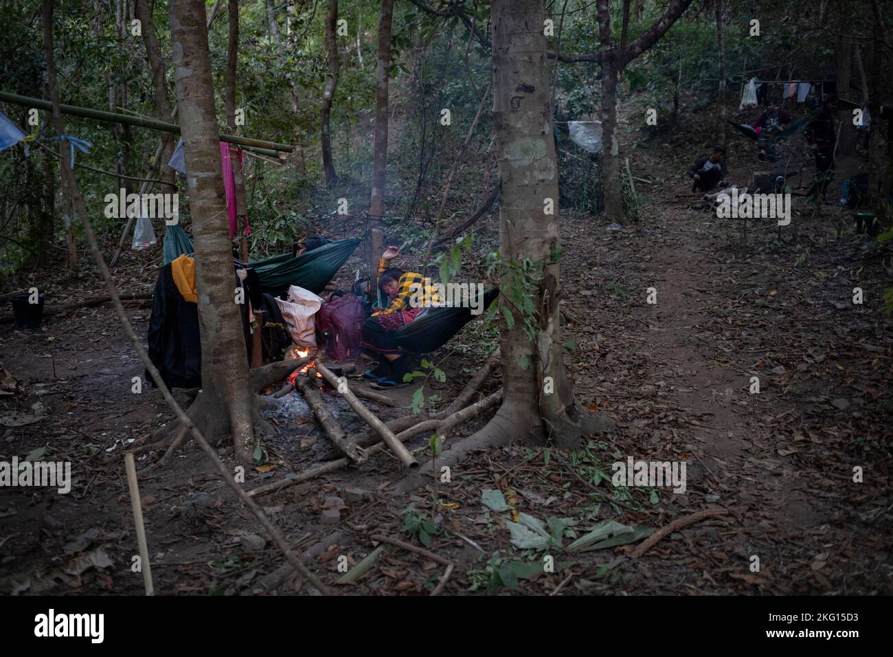 Internally displaced people in eastern Myanmar. Stock Photo