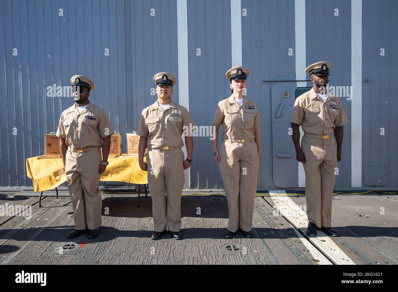 221021-N-LK647-1226 ATLANTIC OCEAN—From left: Chief Machinist’s Mate ...