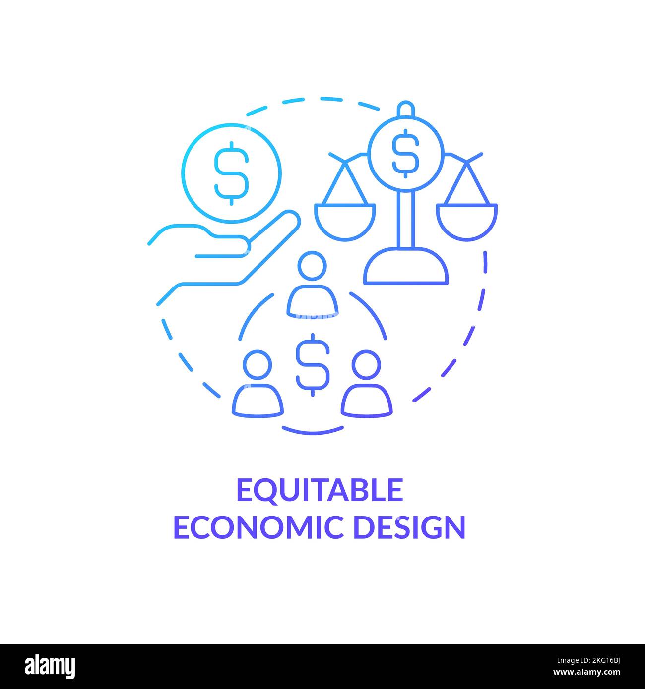 Equitable economic design blue gradient concept icon Stock Vector