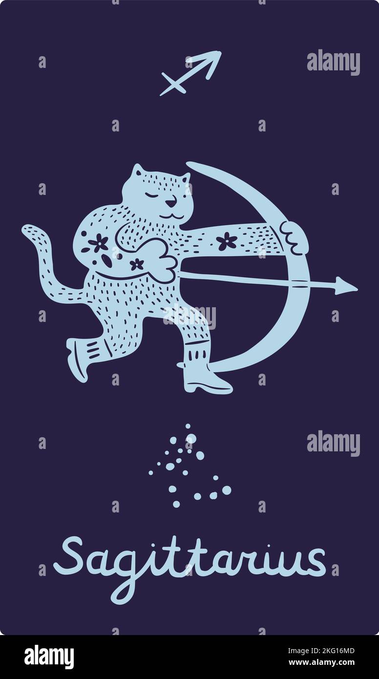 Zodiac sign card. Sagittarius constellation. Astrological symbol