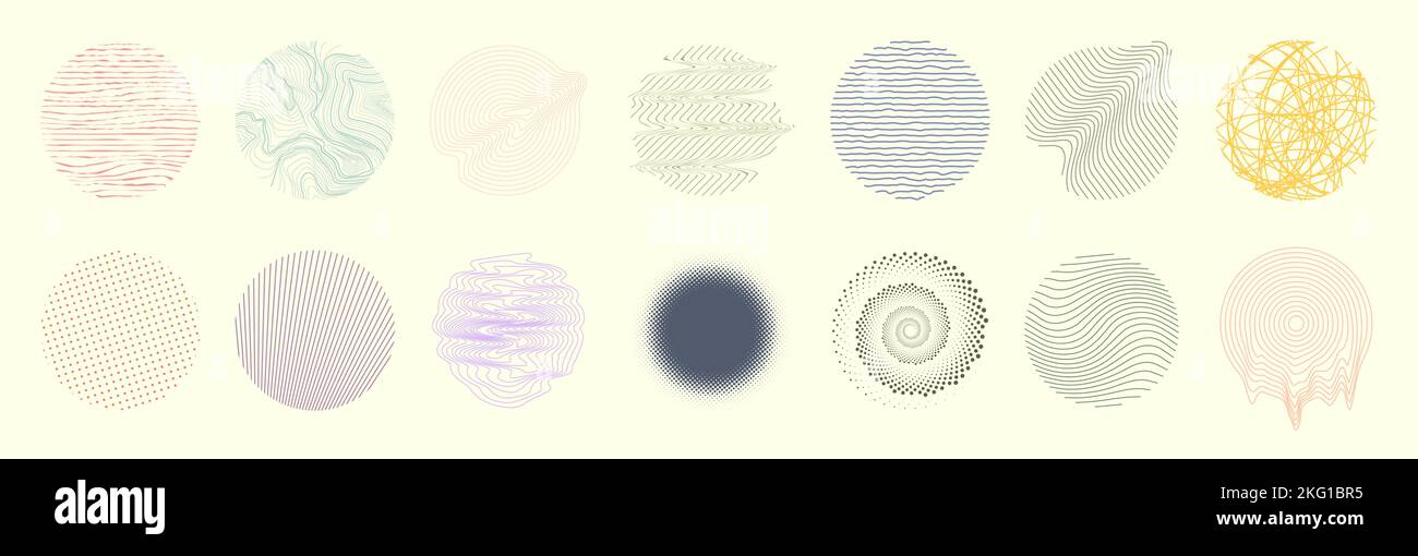 Universal round abstract geometric shapes and patterns Stock Vector
