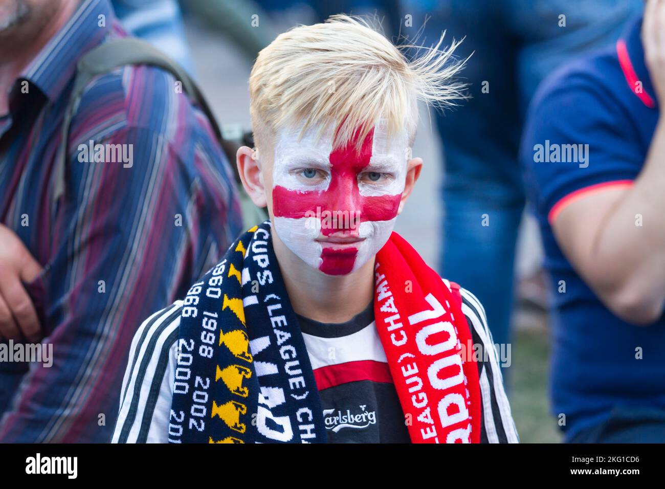 english football fan with painted face, Final of the Champions League