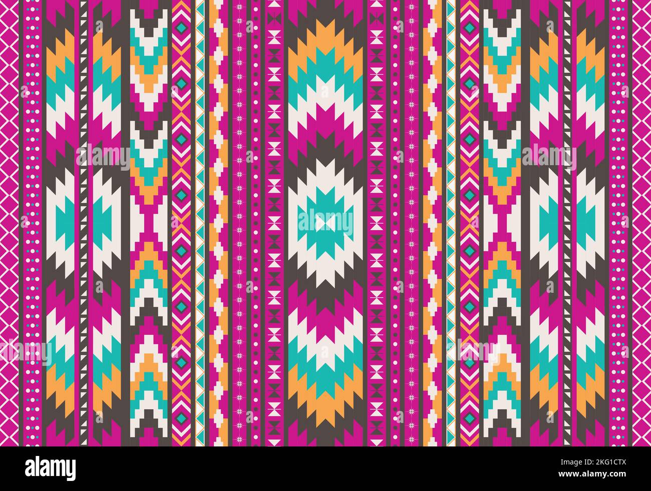 Vector seamless decorative ethnic pattern colorful geometric.American indian motifs. Design for background,carpet,wallpaper,clothing,wrapping,Batik, Stock Vector