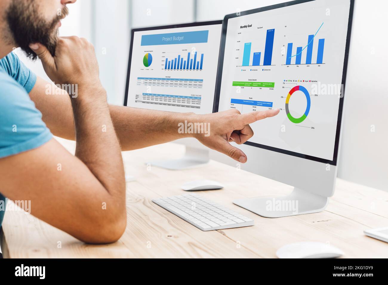 close up. web designer works on a computer Stock Photo
