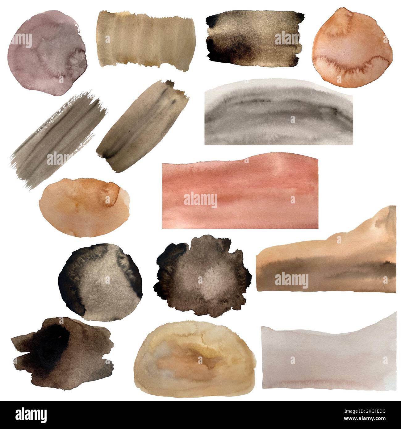 Blot stroke background brush set watercolor sketch Stock Photo - Alamy