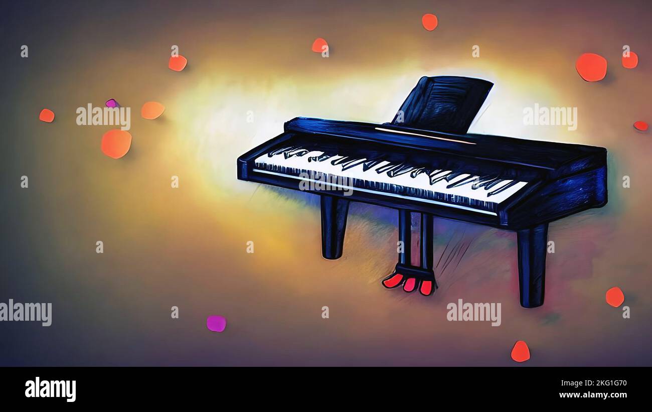 Piano Drawing Background, Illustration Stock Photo - Alamy