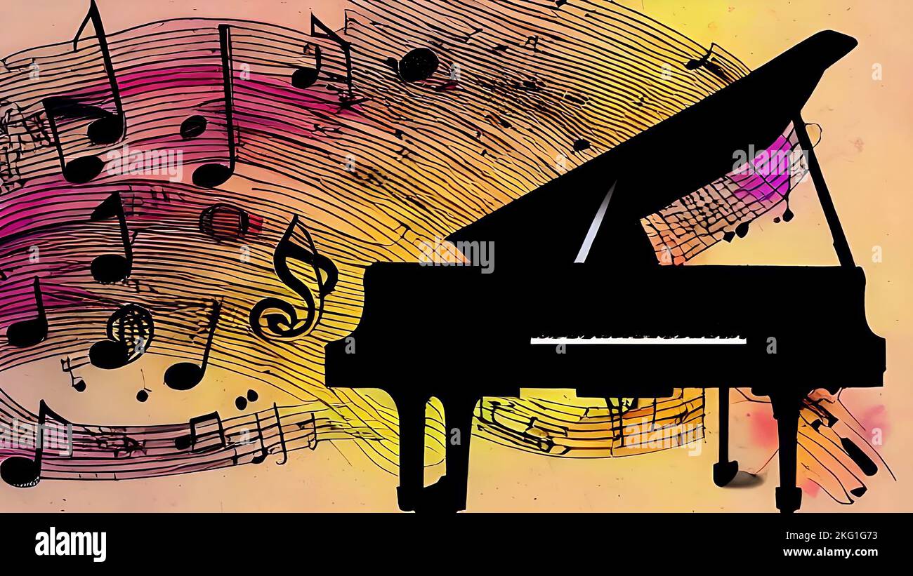Piano Drawing Background, Illustration Stock Photo - Alamy