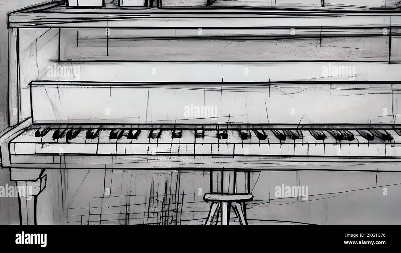 Piano Drawing Background, Illustration Stock Photo - Alamy