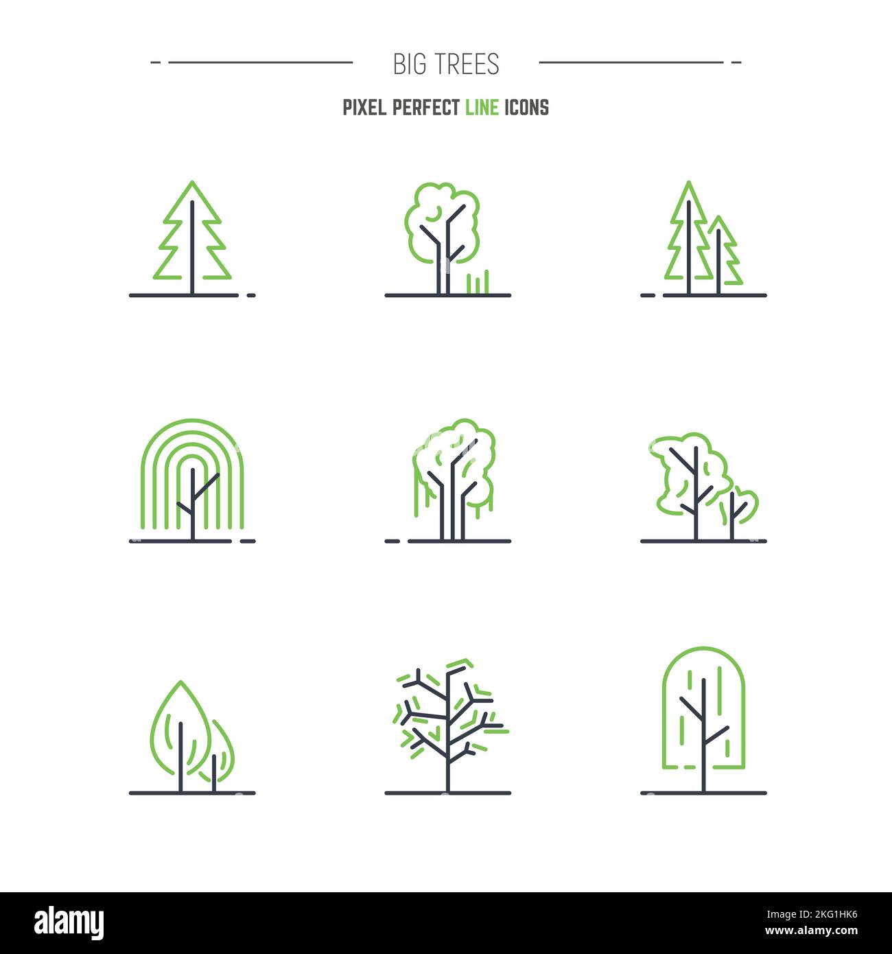 Line style trees icons Stock Vector