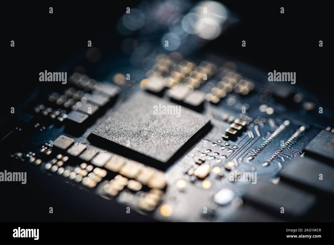 Close view of a motherboard processor Stock Photo