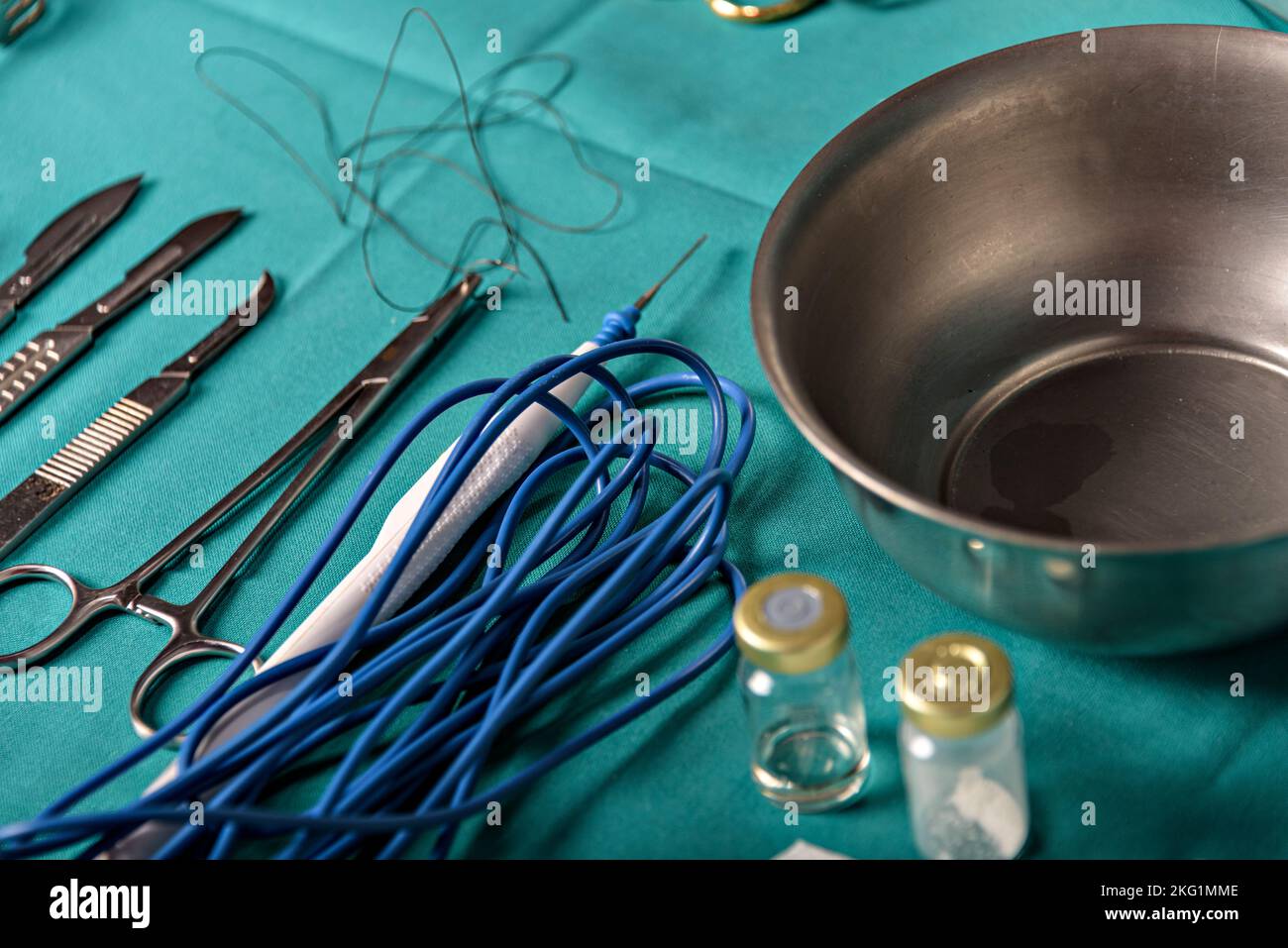 Surgical equipment and medical devices in operating room. Sterile