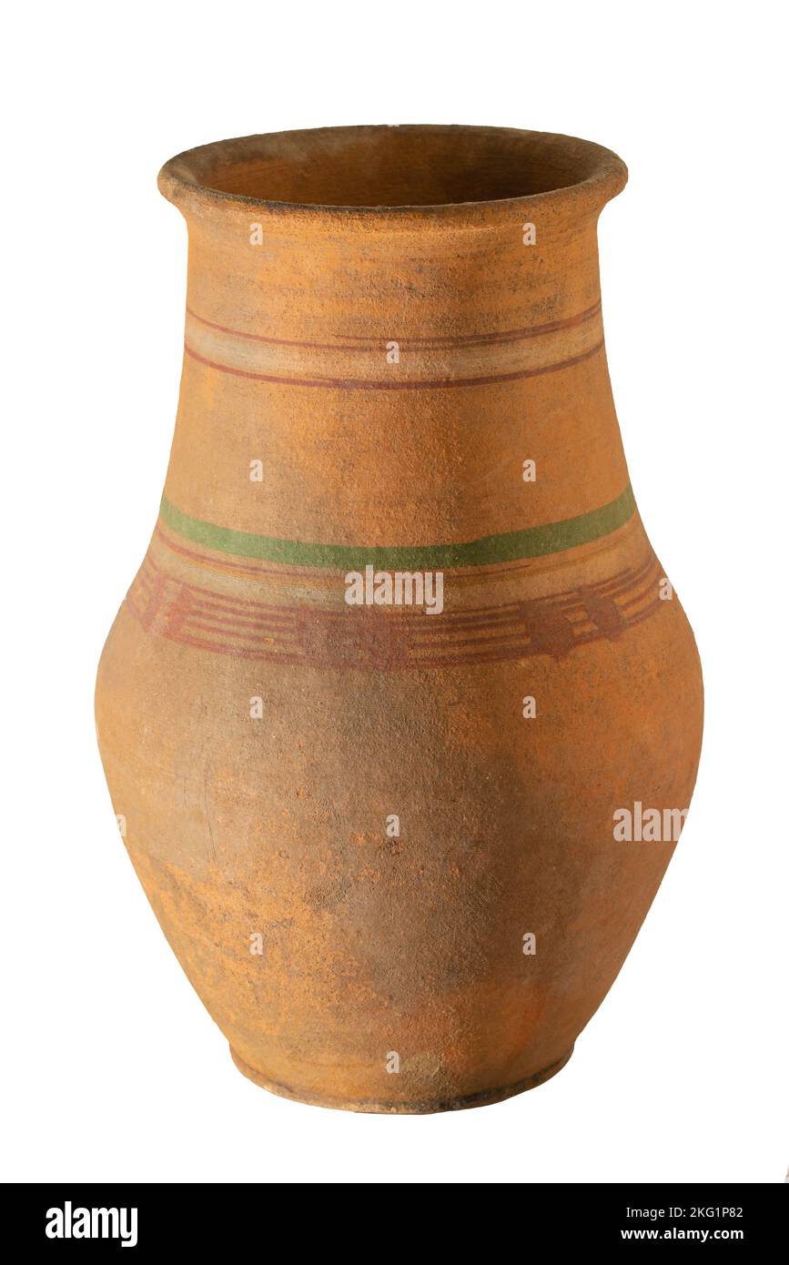vintage clay pot on white isolated background Stock Photo - Alamy
