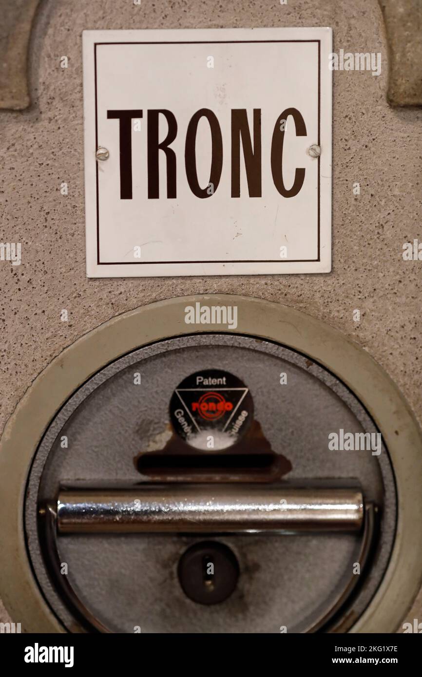 A donation box in a catholic church. Switzerland Stock Photo - Alamy