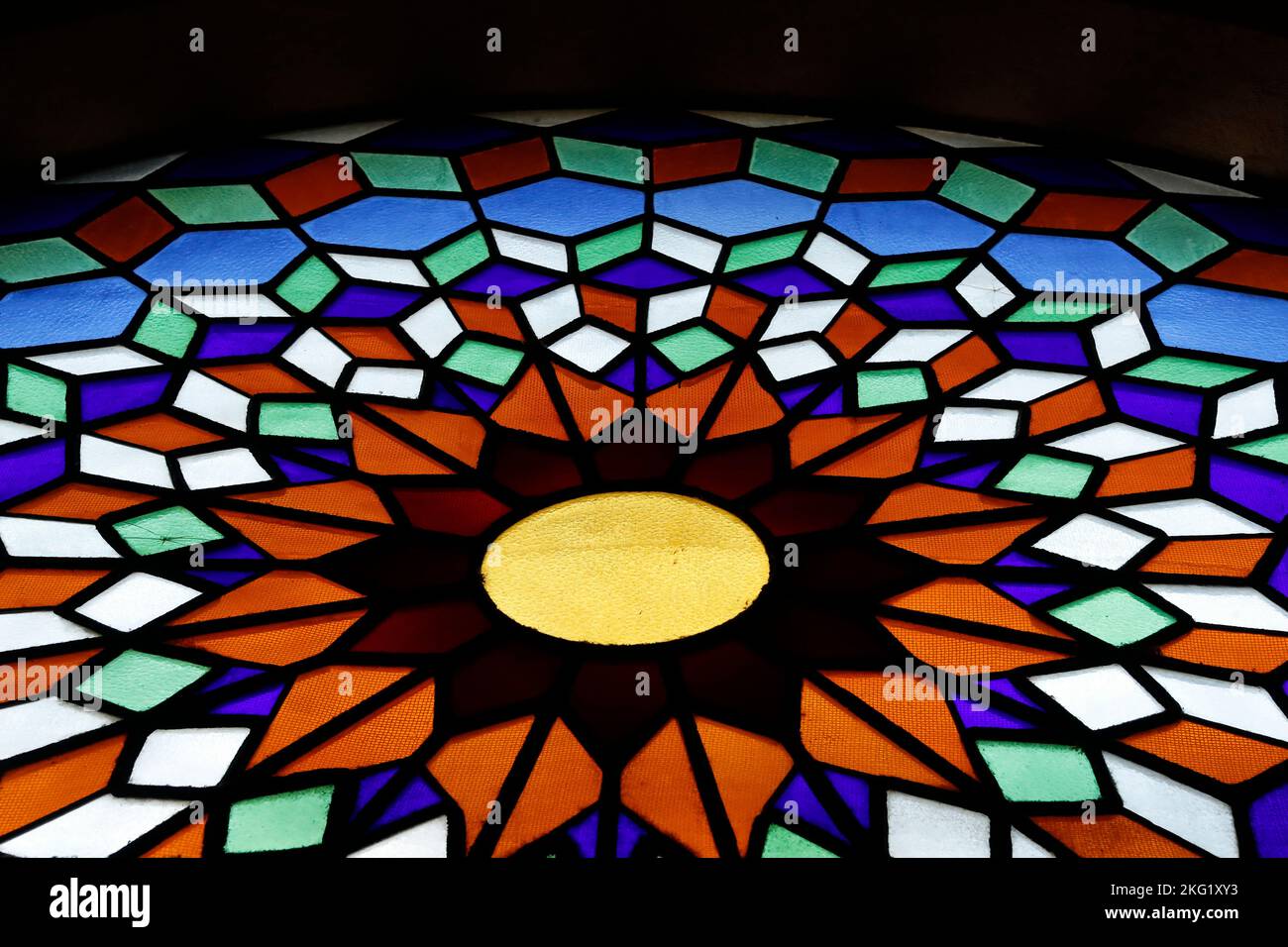 Mosque Cathedral of Cordoba. Stained glass window. Coloured stained ...