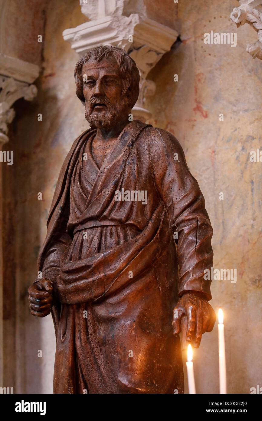Saint Julien cathedral, Le Mans, France. Detail of a Saint Joseph ...