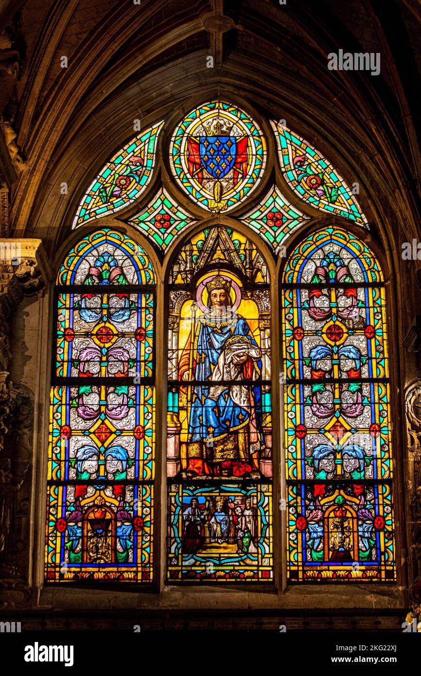 SaintGermainl'Auxerrois catholic church, Paris, France. Stained glass