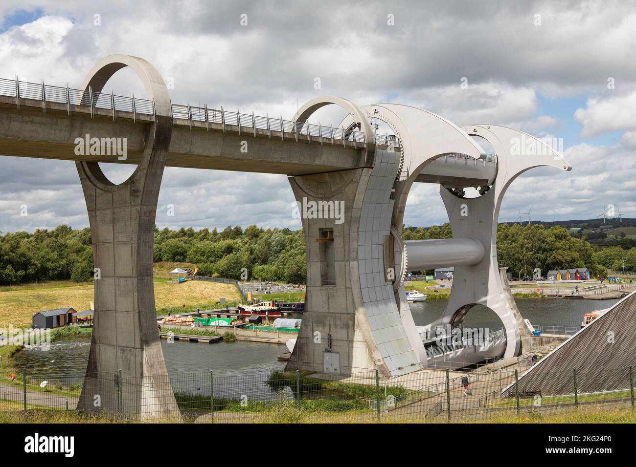 Falkirk Wheel, rotating boat lift between union canal and Forth and Clyde canal in Scotland Stock Photo