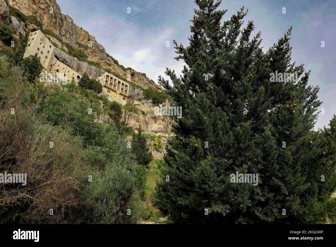 Our Lady of Hamatoura orthodox monastery, Kannoubine Valley, Lebanon Stock Photo