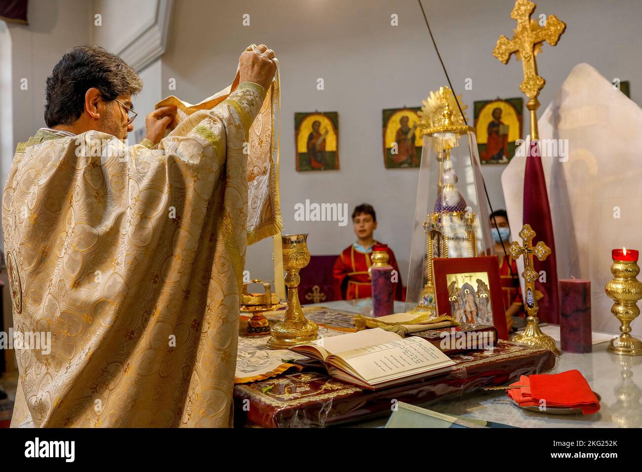 Easter week mass in Wadi El Chahrour El Suflah orthodox church, Lebanon