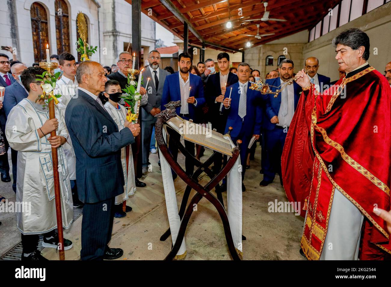 Easter mass in Wadi El Chahrour El Suflah orthodox church, Lebanon