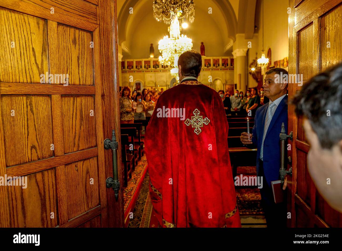 Easter mass in Wadi El Chahrour El Suflah orthodox church, Lebanon