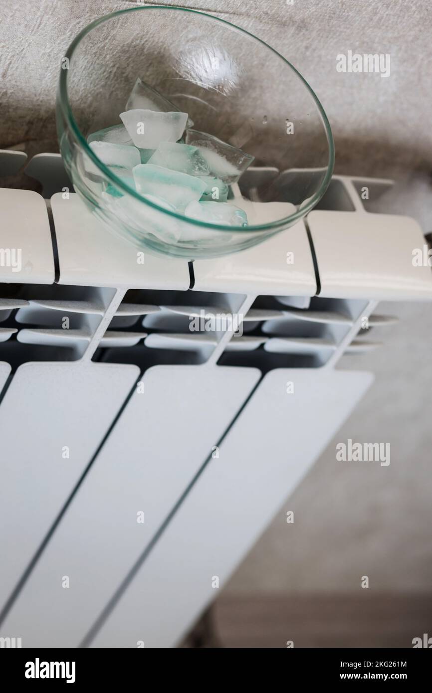 heating season, freezing, cooling in housing. cold temperature, freeze and ice in winter Stock