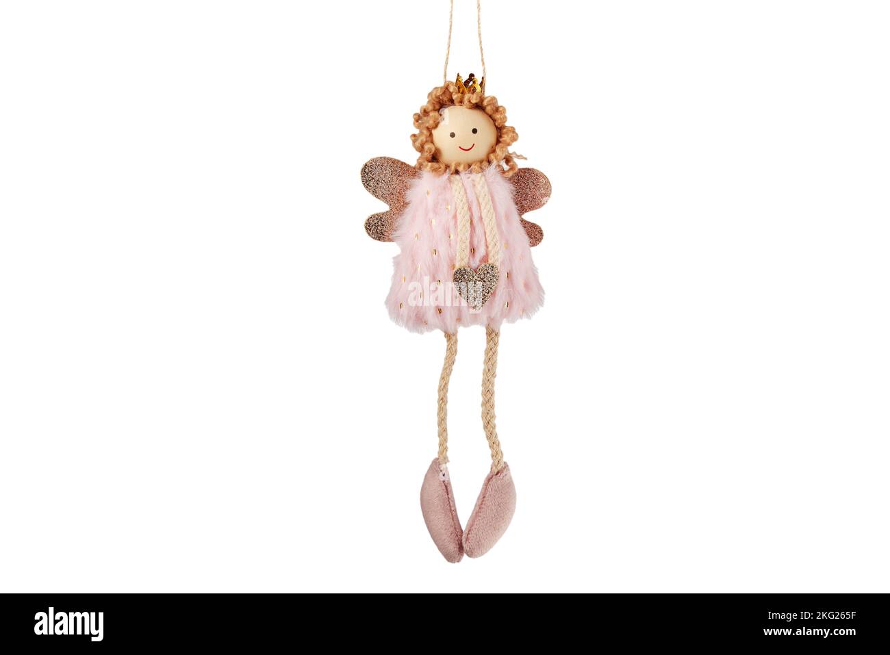 Christmas angel doll, little fairy girl ornament for Christmas tree Stock Photo