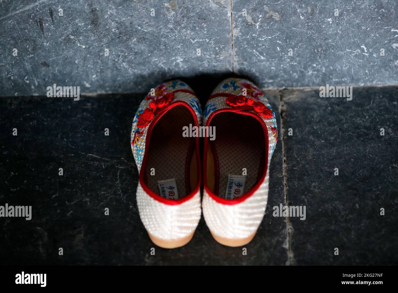 Traditional shoes used for yoga meditation.  Vietnam. Stock Photo