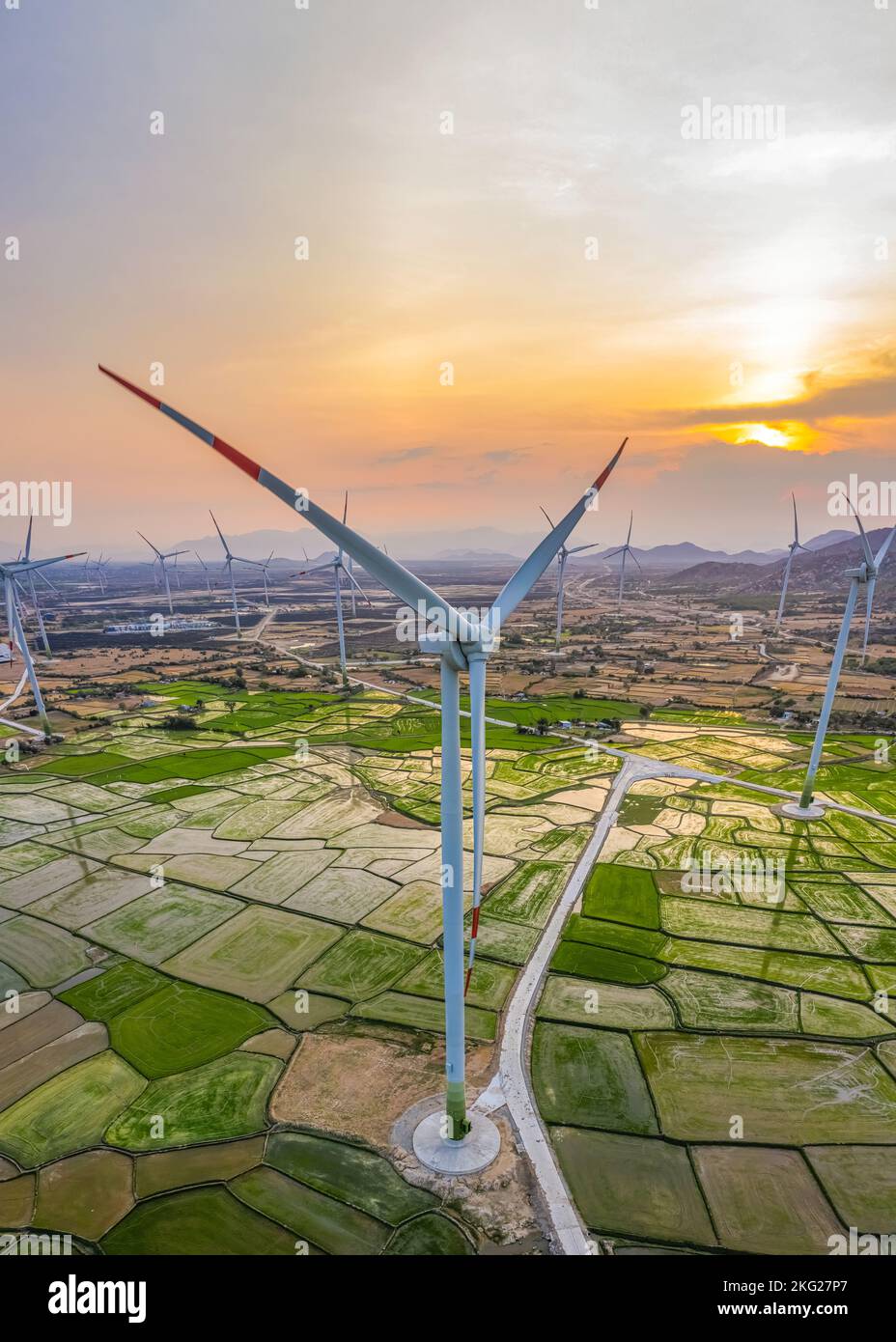 Windmill Rice Local Windmill for electric power production, Wind turbines generating ...