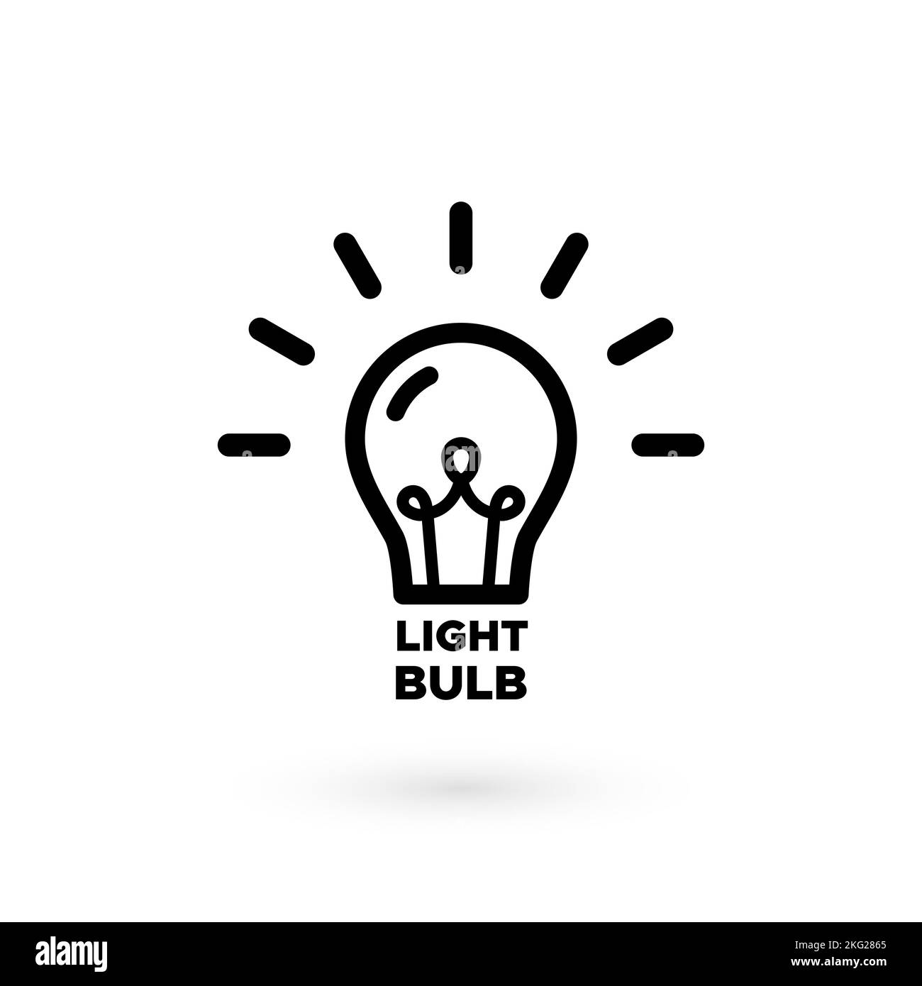 Black light bulb glowing icon. Isolated electric lamp on white