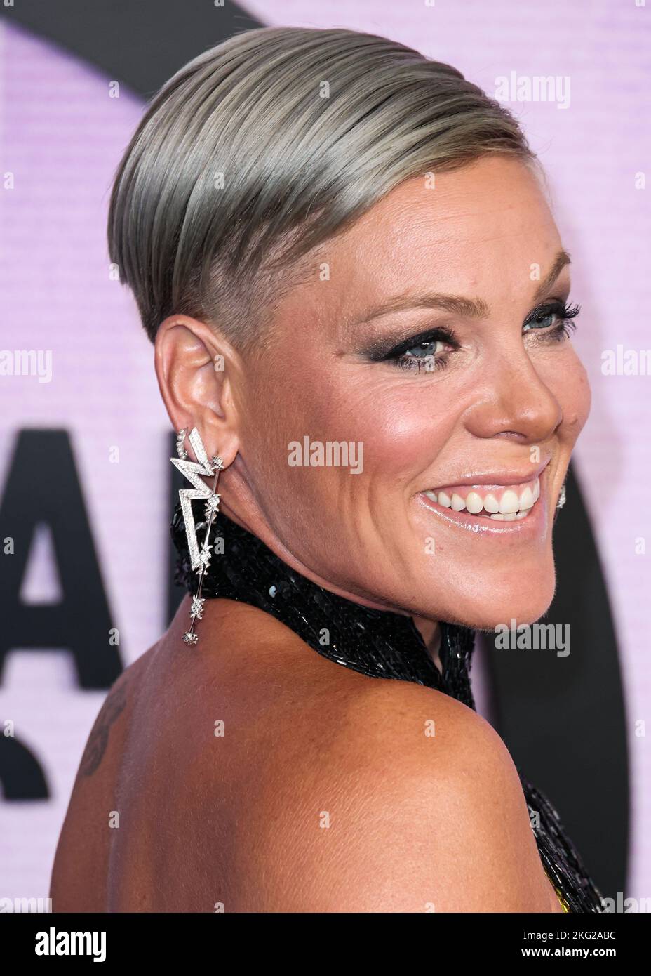 Los Angeles, United States. 20th Nov, 2022. LOS ANGELES, CALIFORNIA, USA - NOVEMBER 20: Pink (P!nk, Alecia Beth Moore Hart) wearing vintage Bob Mackie arrives at the 2022 American Music Awards (50th Annual American Music Awards) held at Microsoft Theater at L.A. Live on November 20, 2022 in Los Angeles, California, United States. (Photo by Xavier Collin/Image Press Agency) Credit: Image Press Agency/Alamy Live News Stock Photo