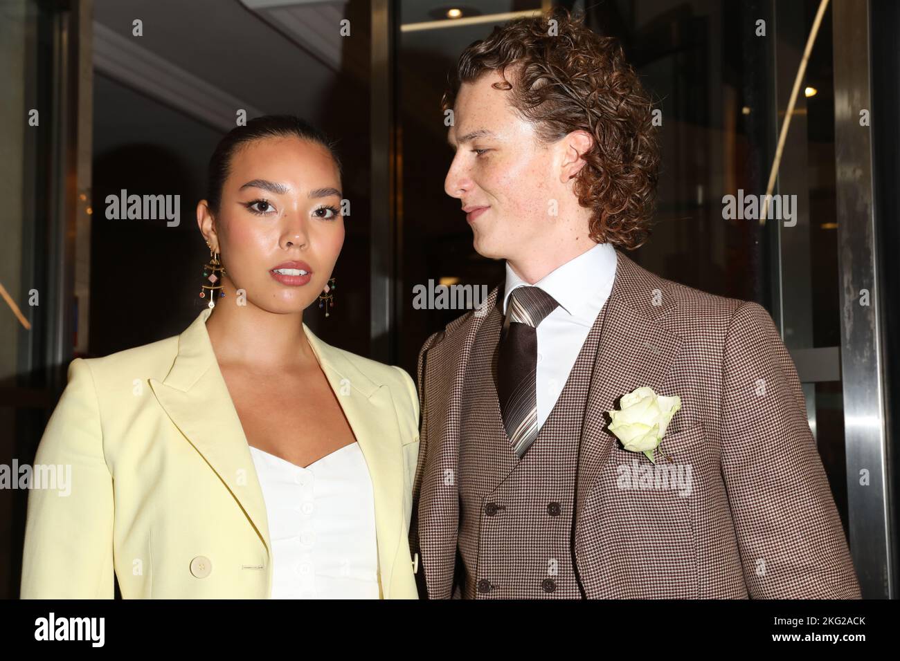 Harry Kirton departs the annual TV Choice Awards at Hilton Hotel in