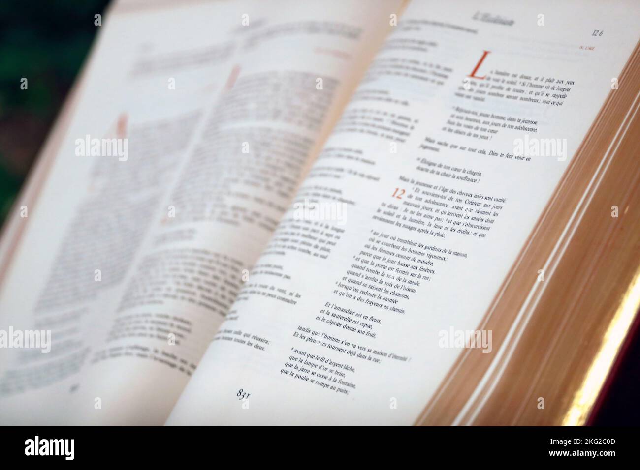 Catholic church. Open bible for mass celebration. Switzerland Stock