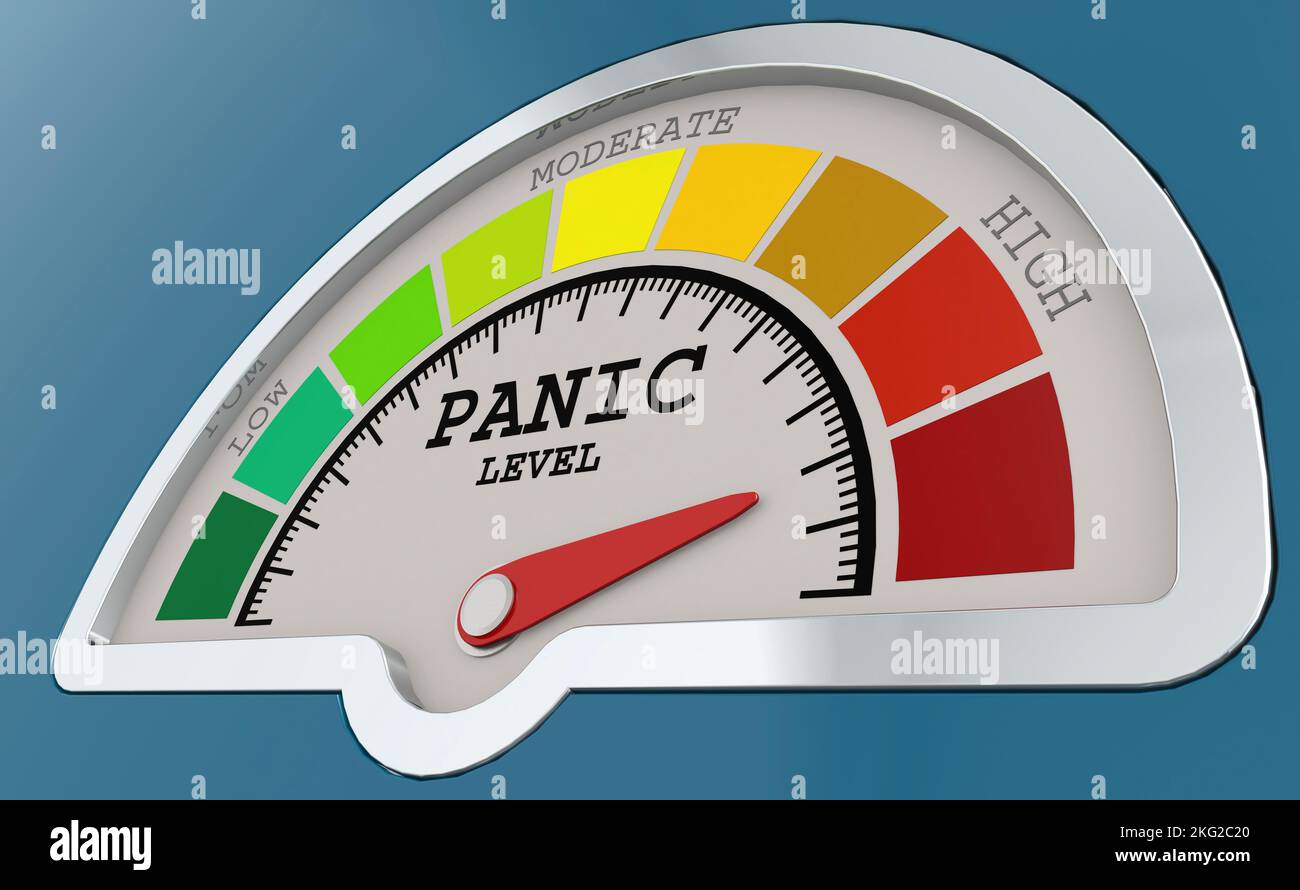 Panic level measuring scale with color indicator, 3d rendering Stock Photo