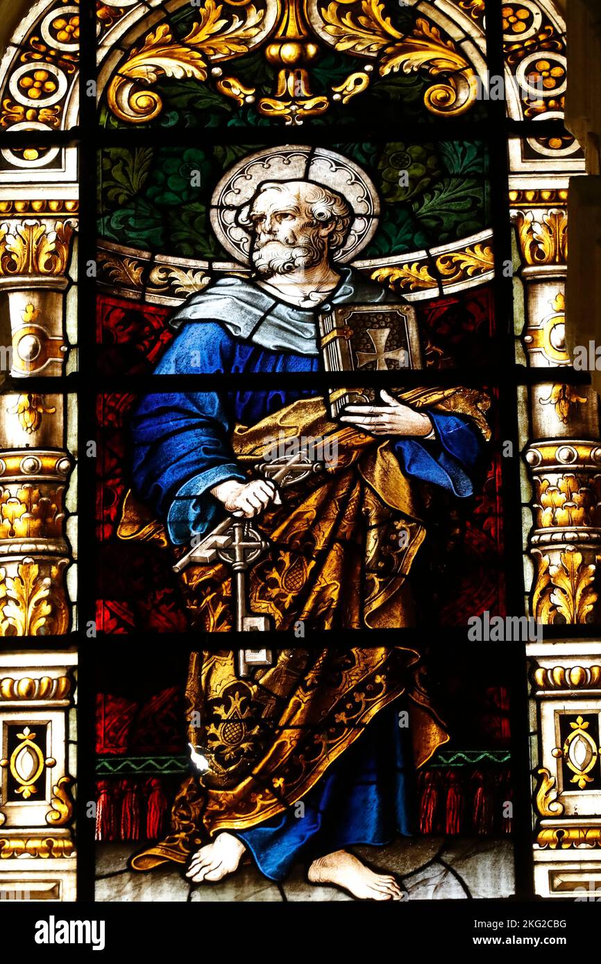 Malaga cathedraL. Saint Peter holding the keys to heaven. Spain Stock ...